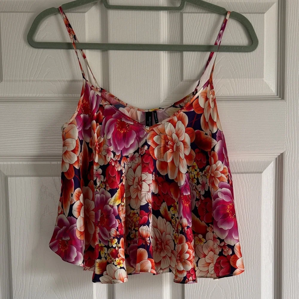 Marciano (Guess) 100% Silk Floral Spaghetti Strap Flowy Camisole XS - Picture 5 of 8